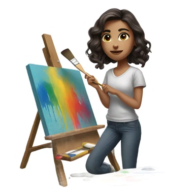 Brunette girl painting  sticker