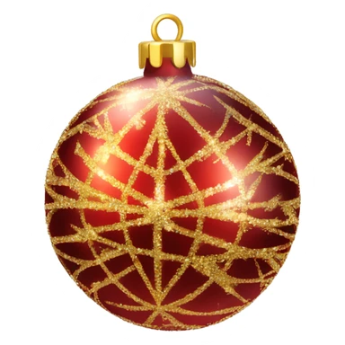 A shiny red and gold Christmas ornament ball with sparkles sticker
