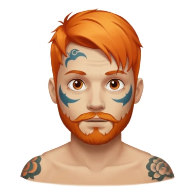 man with tattooed faces and orange hair sticker