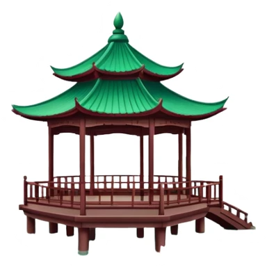 Lotus in the Breeze at Crooked Courtyard, West Lake Hangzhou, simplified emoji style, pink lotus flowers on water with pavilion, cartoon style sticker