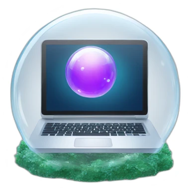 laptop in a crystal bubble sticker