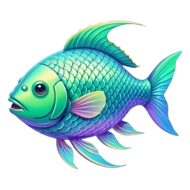 the flat side view of a green divine fictional fish sticker