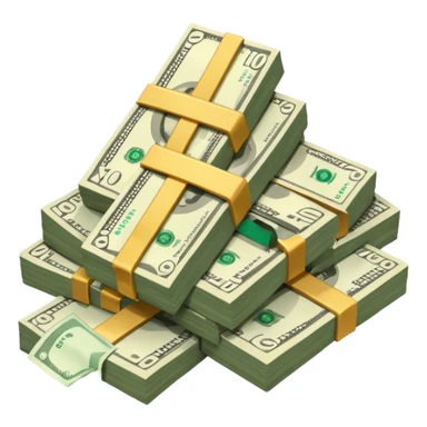 cash pile, make bills rectangular, next to a "10x" factor, looking like 10x CASH PILE sticker