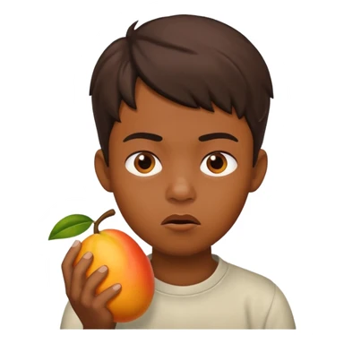 Boy eating mangoes, disgusted sticker