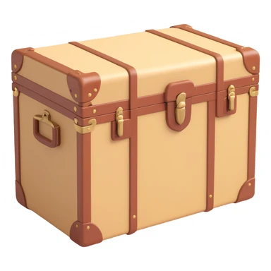 camp trunk with 3D effect, aesthetic beige color, soft lighting, modern look sticker