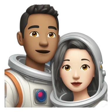 Couple on mars girl is pale boy is Asian wearing space suits sticker