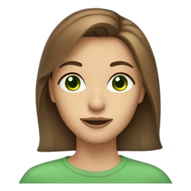 women face and long brown hair and green eyes sticker