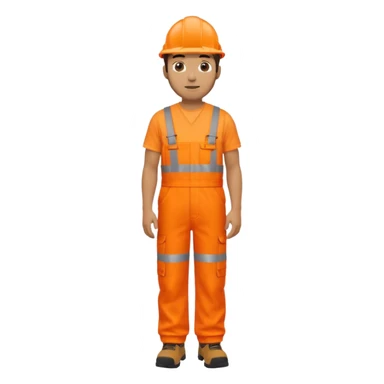 male figure standing wearing orange hi-vis overalls sticker