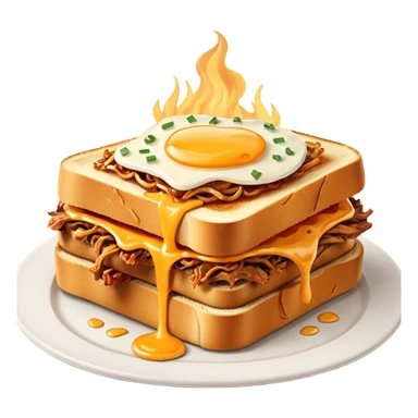 BBQ pulled pork melt on texas toast with crispy onions  sticker