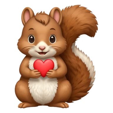 cheerful squirrel holding its hands in a heart shape, emoji style sticker