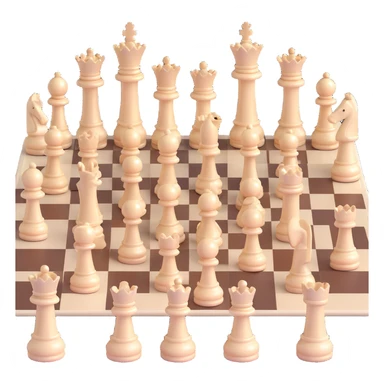 full chess set, all pieces in classic white, glossy finish, simple and elegant, no text sticker