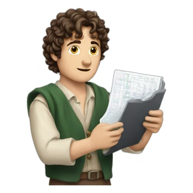 Frodo holding an excel spreadsheet file in his hands sticker