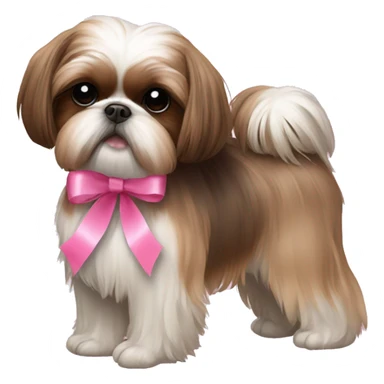 Pure Brown shih tzu with pink ribbon sticker