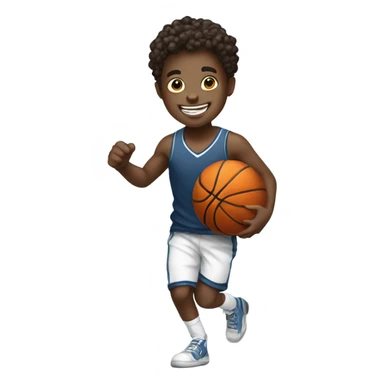 smiling boy in night shirt playing basketball sticker