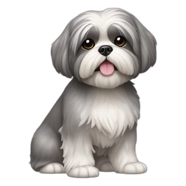 a grey shih tzu with one foot up sticker