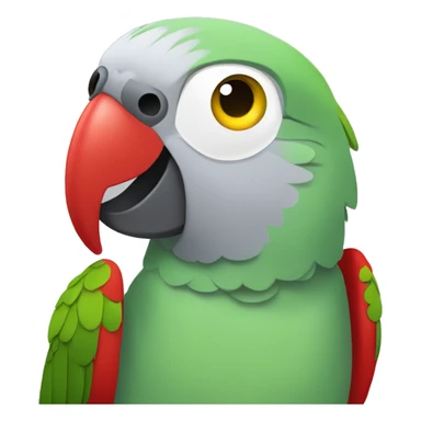 grey-green parrot, grey body with yellow head and green chest and red eyes sticker