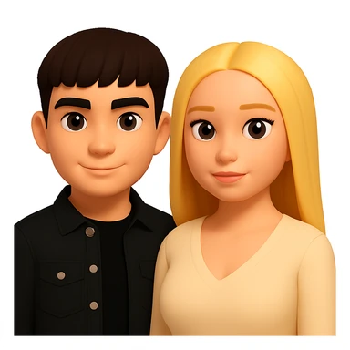 Slightly increase the volume of the upper body of the girl and turn her to face forward. Maintain the 3D emoji style look and feel. Keep the background transparent. sticker