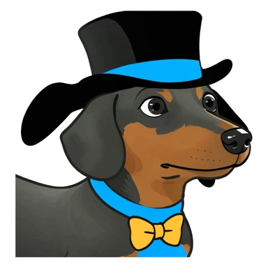 Dachshund wearing a top hat sticker