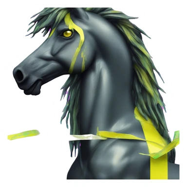 .Zombie_ Vaporwave black holographic oilslick zombie unicorn yellow caution tape graffiti Pegasus  sticker