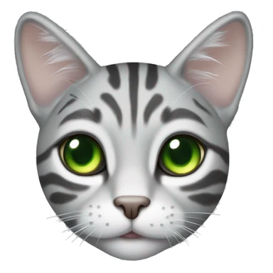 Silver tabby cat with some tan spots and green eyes sticker