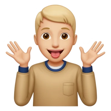 tongue out with hands to the sides sticker