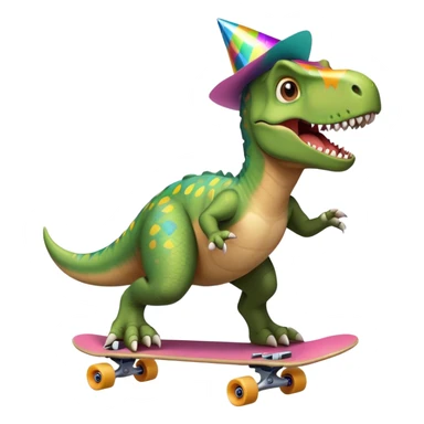 a dinosaur on a skateboard partying  sticker