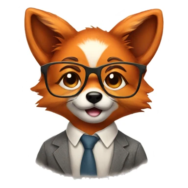 A cute fox with glasses  sticker