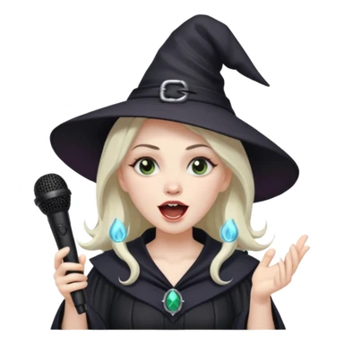 Witch singing with micro, half body sticker