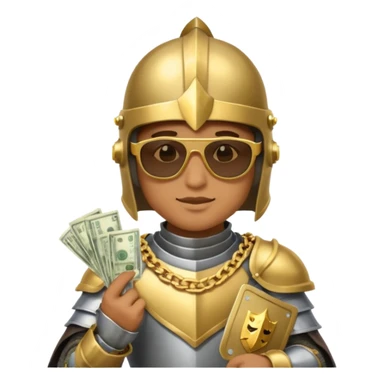 Knight helmet gold chain sunglasses money sticker