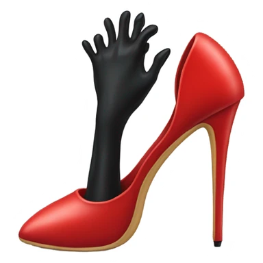 Red high heel stiletto with black nylon encased foot sticker
