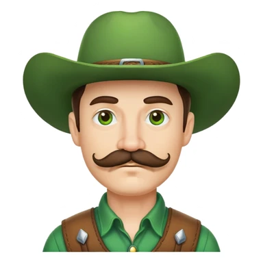 Cowboy face with green hat and handlebar mustache sticker