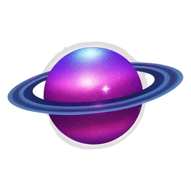 sparkly glittery blue purple and pink glitter planet with white saturn ring sticker