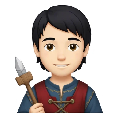 smiled poor boy painter with black hair and  medieval clothes sticker