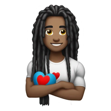 elegant light-skinned dark dreadlocks beauty portrait bodybuilding holding heart sticker