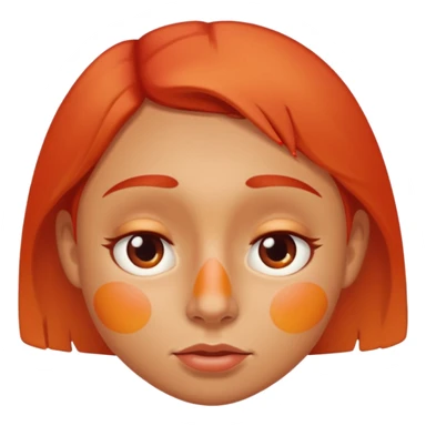 face with sunburn, red cheeks and nose, slightly pained expression sticker
