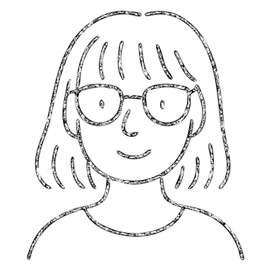 mujer con flequillo y gafas dibujo a mano sticker