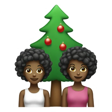 Two black girls Christmas tree sticker