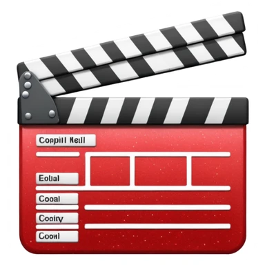 red clapperboard used in filmmaking, cute and stylish design with glitter sticker