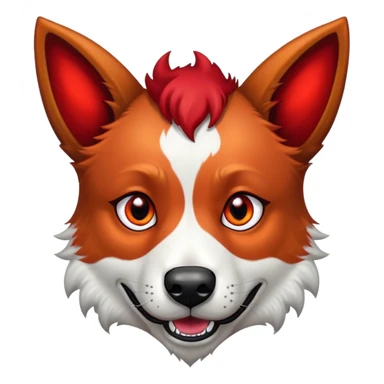 Intense Red heeler with halo and devel tail sticker