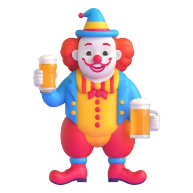 clown holding a beer sticker