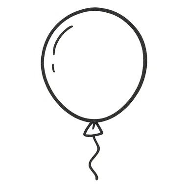 hand-drawn outlined balloon, playful sticker