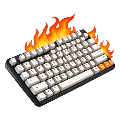 Cool mechanical keyboard in fire flames in the background. sticker