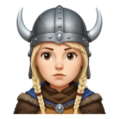 Viking woman with fur cape and helmet sticker