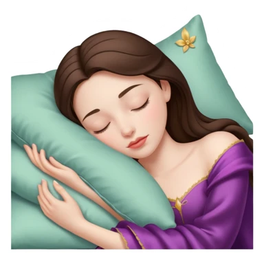 sleeping beauty brunette white girl with a silk pillow sticker