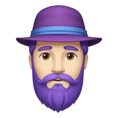 purple bearded, blue  long haired man with hat sticker