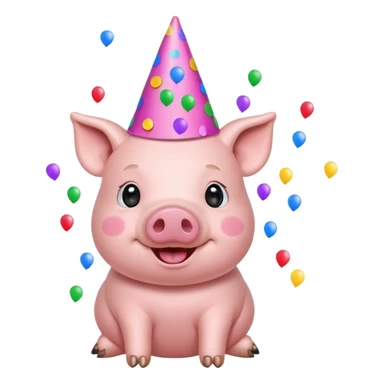 Party Pig – small pig with cone party hat and confetti sticker