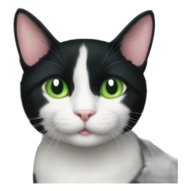 happy tuxedo cat green eye whole body sticker