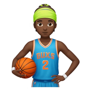 Basketball guy with neon headband, hold ball sticker