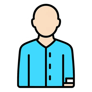 clean and modern Discord role icon for a psychiatric clinic patient, adult silhouette in #6fe8f3 pajamas, subtle hospital wristband, professional and simple style, no 3D or cartoon look sticker