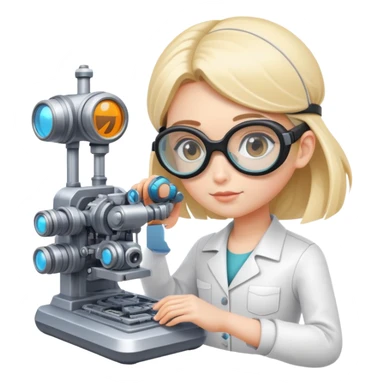 An inventor girl with goggles, assembling a futuristic machine sticker